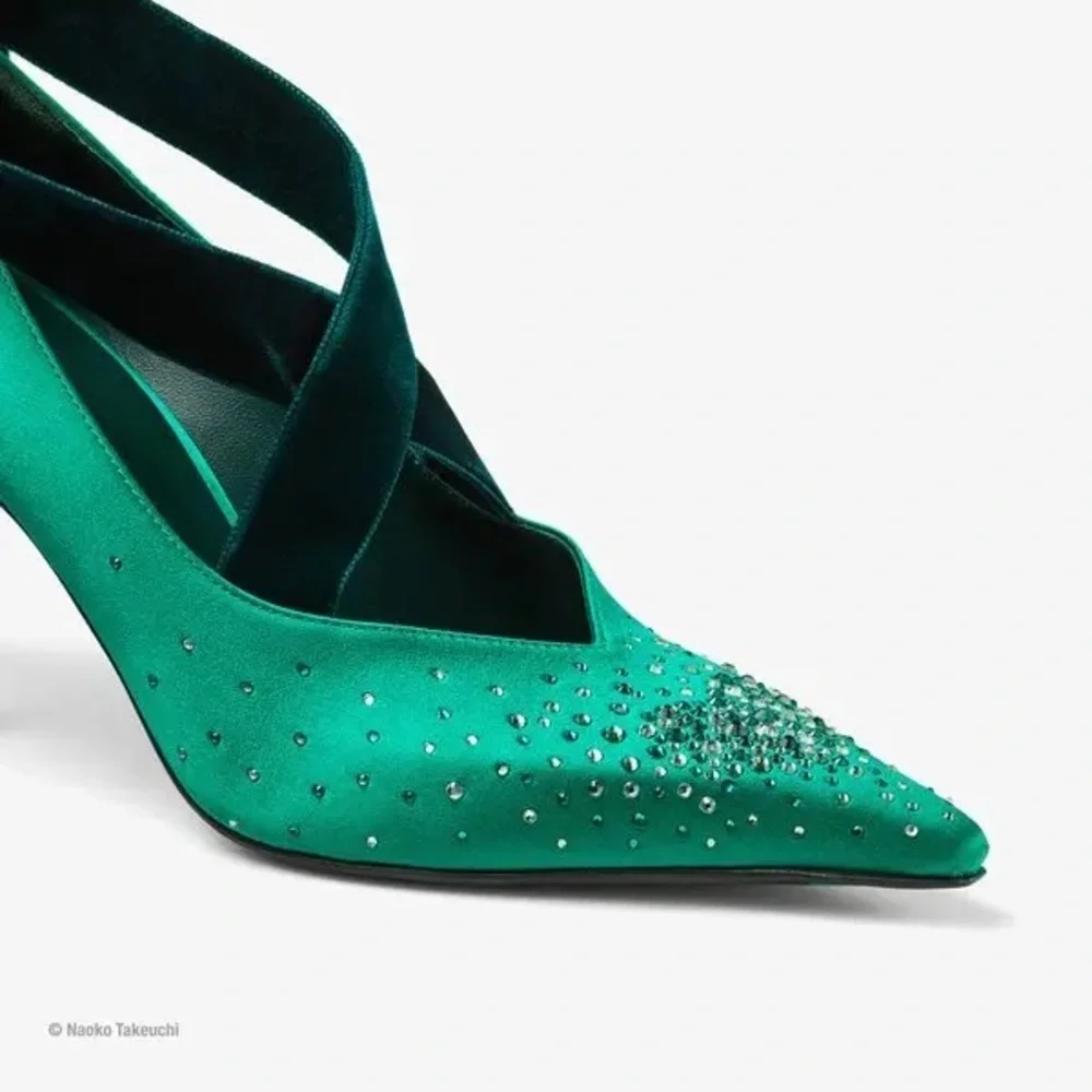 New Jimmy Choo x Sailor Moon Neptune 80 Satin Crystal Pump